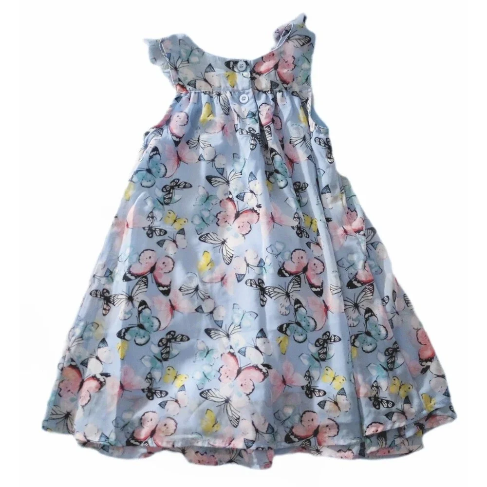 Blueberi Boulevard Blue Butterfly Dress sz 5 Girls Sheer Layered Sleeveless